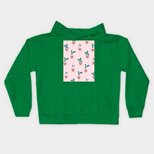 Pattern with sprouts in pots Kids Hoodie